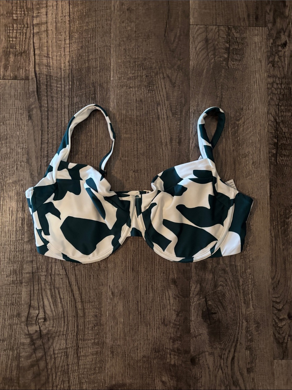 Abercrombie & Fitch Curve Love Bikini Top - Teal and White - Size XLarge